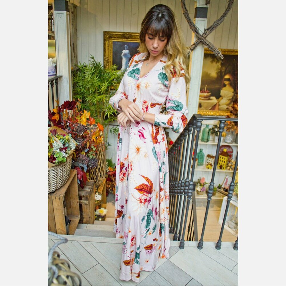 Jaase Indiana Percy Print Long Sleeve Maxi Dress